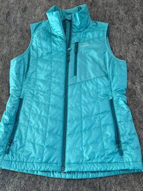 LL Bean Primaloft Packaway Vest Turquoise Puffer Hiking Outdoors Women's Small
